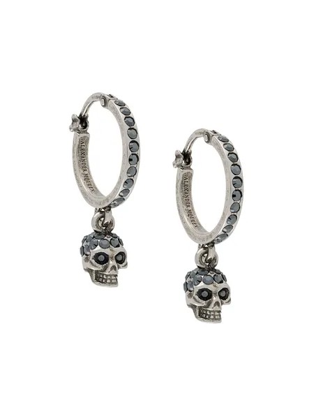 Alexander McQueen crystal embellished skull pendant hoops