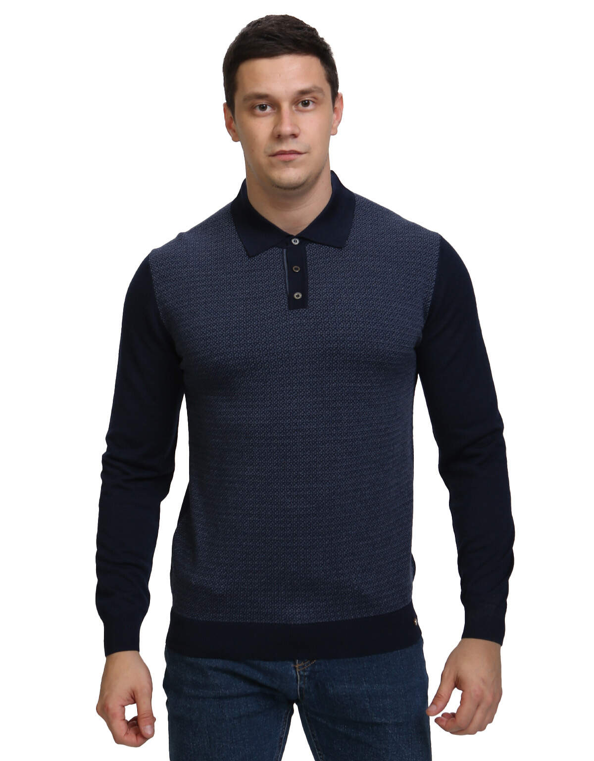 Лонгслив-поло мужской Gratude 426-21 синий 2XL