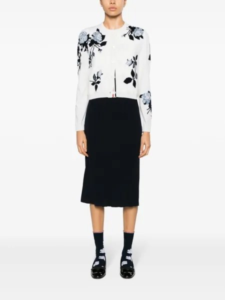 Thom Browne кашемировый кардиган вязки интарсия, нейтральный цвет