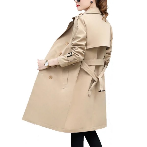 OKXGNZ весеннее Женское пальто, новинка 2022, хаки, женское средней длины, модные ветровки, пальто, Размер 4XL, Свободный плащ с карманами