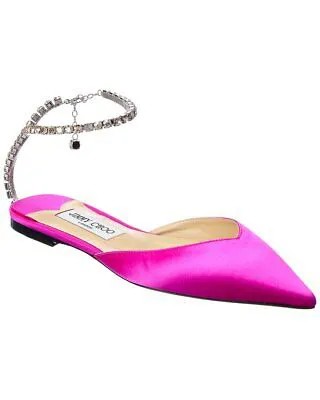 Атласные женские туфли на плоской подошве Jimmy Choo Saeda