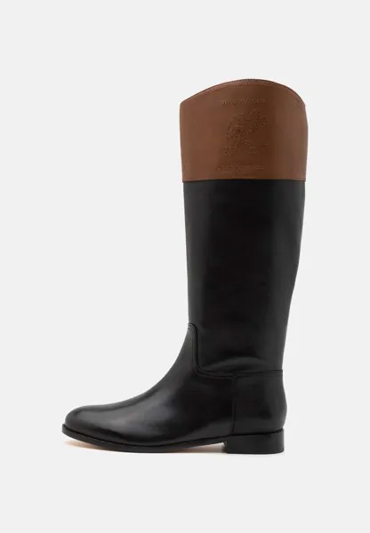 Высокие сапоги Justine Tall Boot Lauren Ralph Lauren, цвет black/deep saddle tan