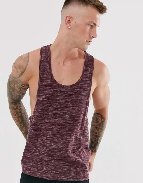 Бордовая меланжевая майка-борцовка ASOS DESIGN-Красный