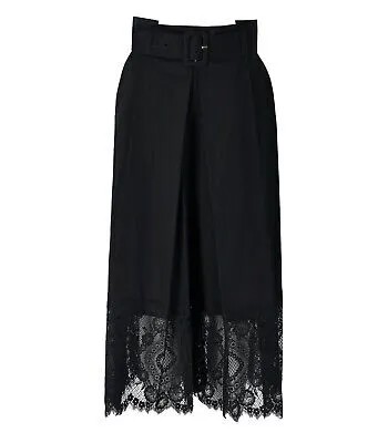 Женские черные широкие брюки Twinset с кружевом