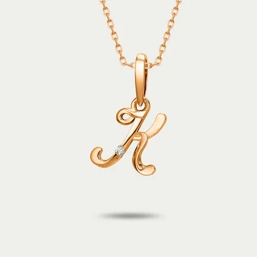 Подвеска GOLD CENTER, красное золото, 585 проба, фианит