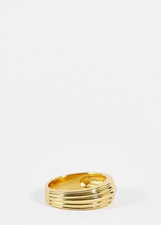 Позолоченное кольцо с рельефными полосками Orelia-Золотистый