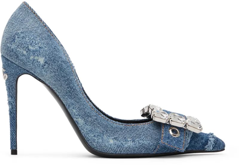 Синие джинсовые туфли на каблуке в стиле пэчворк Dolce & Gabbana