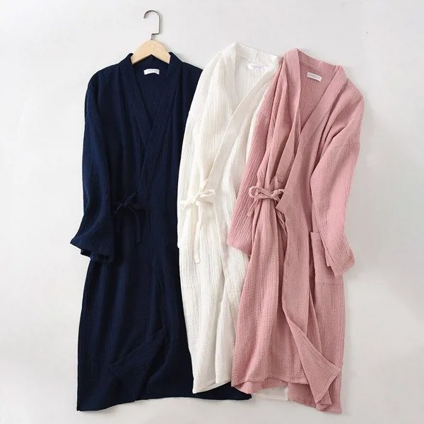 Новая весна и осень японский кимоно халат пара хлопок креп халат женщины кимоно халат халат для женщин пижамы