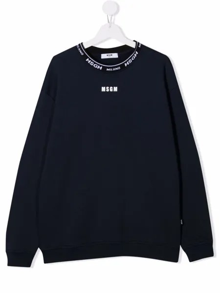 MSGM Kids толстовка вязки интарсия с логотипом