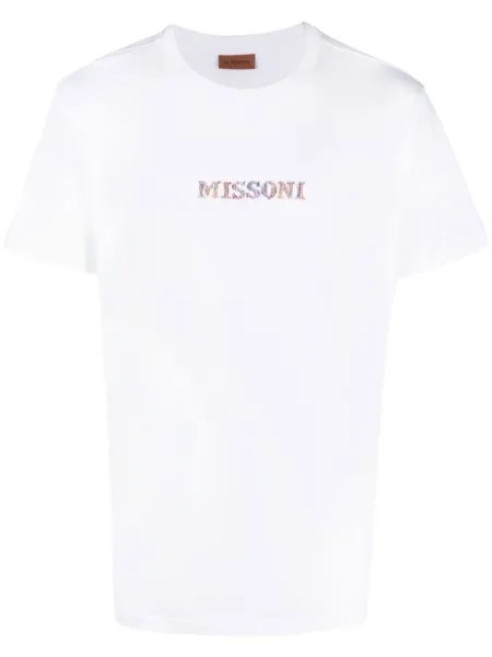Missoni футболка с вышитым логотипом, белый