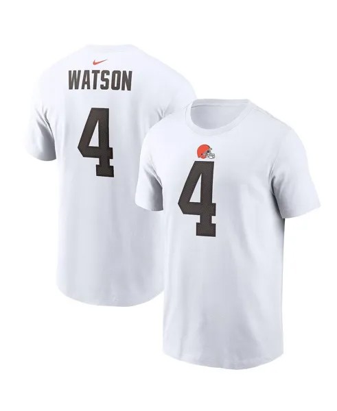Мужская белая футболка Deshaun Watson Cleveland Browns с именем и номером игрока Nike