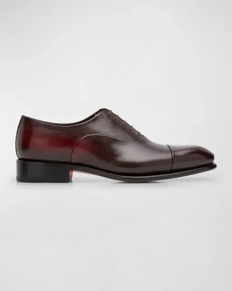 Мужские кожаные оксфорды Isaac с закрытым носком Santoni, цвет Red