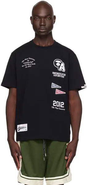 Черная футболка с вышивкой AAPE by A Bathing Ape