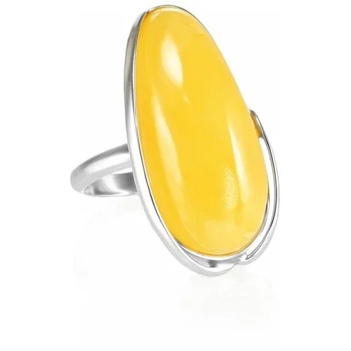 Amberholl Серебряное кольцо с вставкой медового янтаря «Лагуна»
