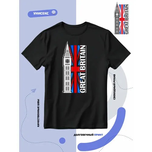 Футболка SMAIL-P флаг Великобритании и достопримечательность, размер XXL, черный