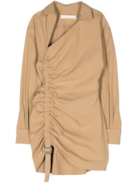 Платье мини асимметричного кроя со сборками Dion Lee, коричневый