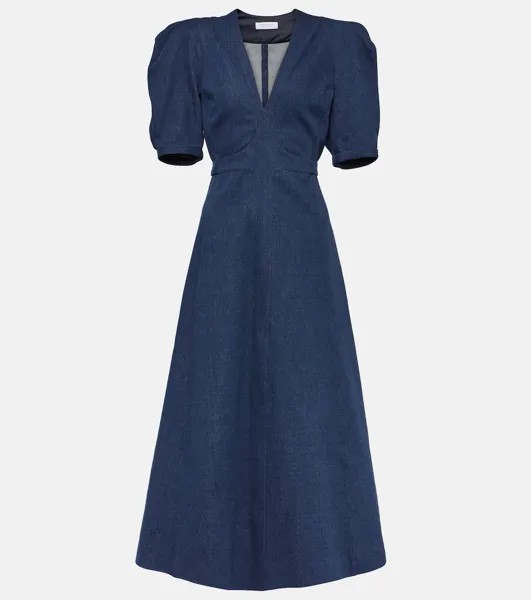 Джинсовое платье миди luz с пышными рукавами Gabriela Hearst, синий