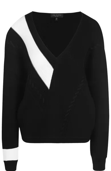 Хлопковый пуловер свободного кроя с V-образным вырезом Rag&Bone