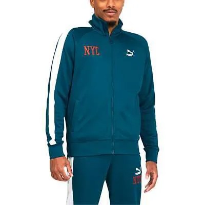 Puma Nyc Golden Gloves T7 Full Zip Track Jacket Mens Blue Casual Athletic Outerw