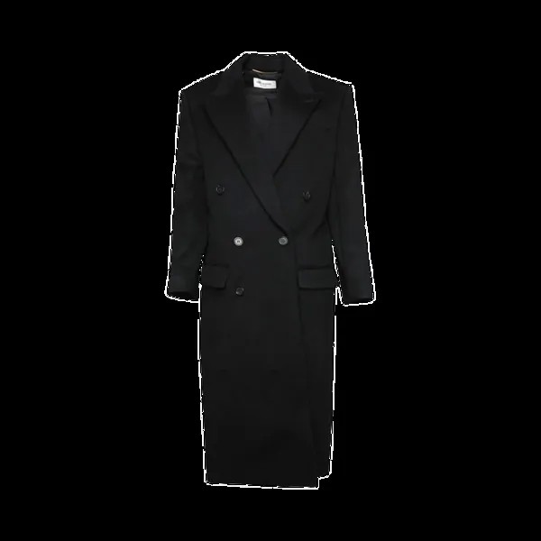 Пальто Saint Laurent Double Breasted Long-Sleeve 'Black Profond', черный