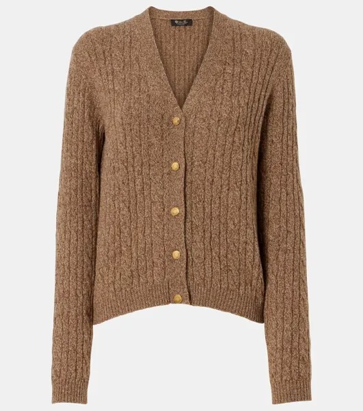 Кашемировый кардиган с косами Loro Piana, цвет golden wheat-gingerb