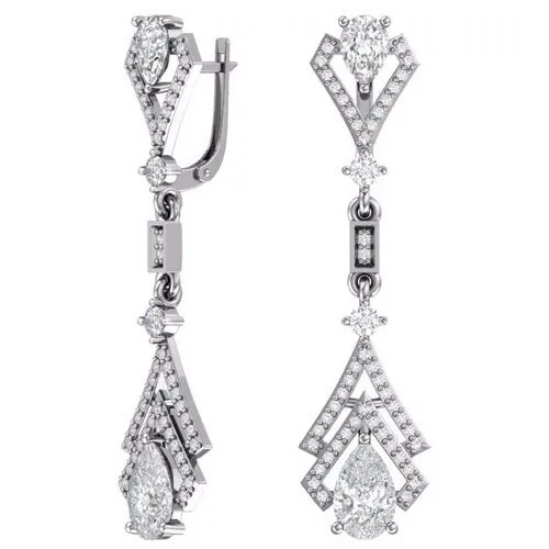 Серебряные серьги с бесцветными фианитами 2100959-00775