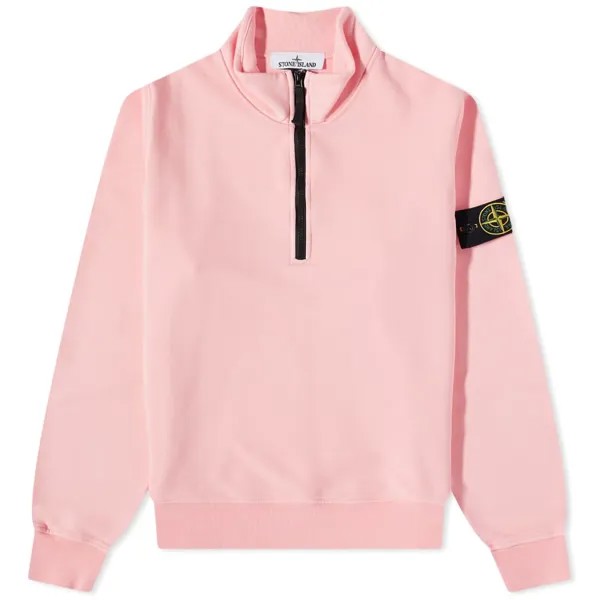 Окрашенный в одежде спортивный свитер Stone Island на молнии до половины, розовый