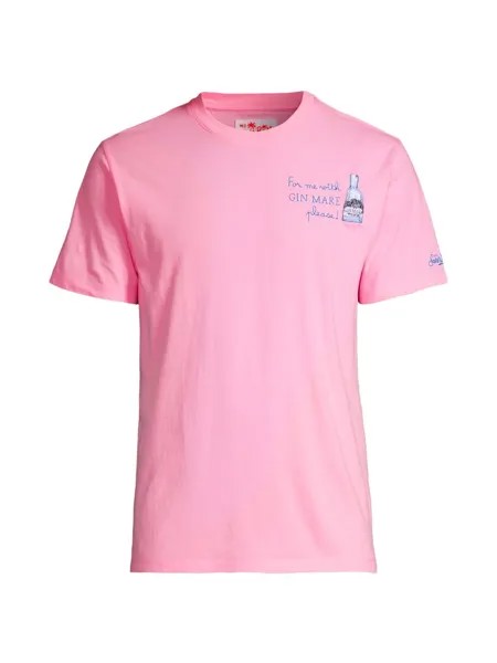 Хлопковая футболка с круглым вырезом и логотипом MC2 Saint Barth, розовый