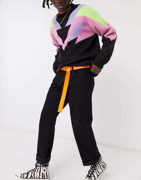 Неоново-оранжевый длинный ремень ASOS DESIGN
