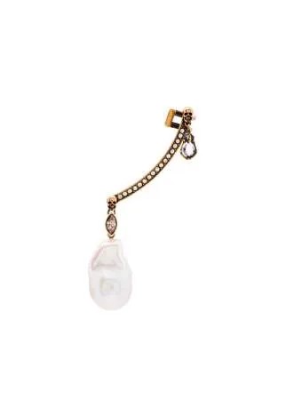 Alexander McQueen серьга-кафф с кристаллами и жемчугом