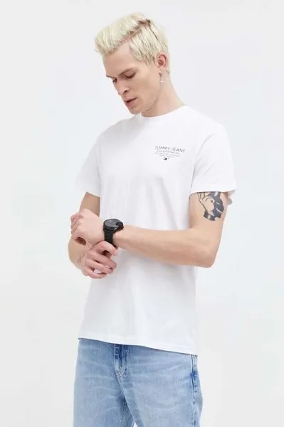 Хлопковая футболка Tommy Jeans, белый