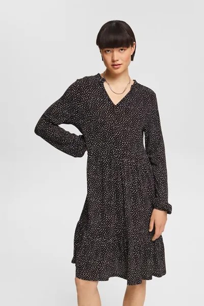 Платье-Рубашка с цветочным принтом Esprit, черный