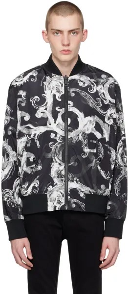 Черно-белый двусторонний бомбер Watercolor Couture Versace Jeans Couture