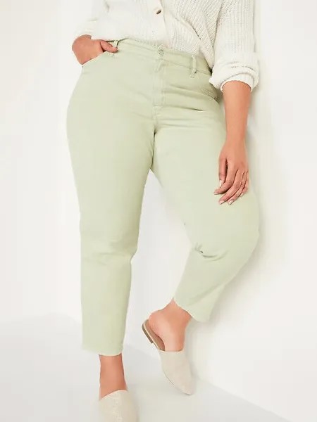 Джинсы Old Navy Valganna Green с высокой талией и гладкими карманами, прямые джинсы 22, короткие