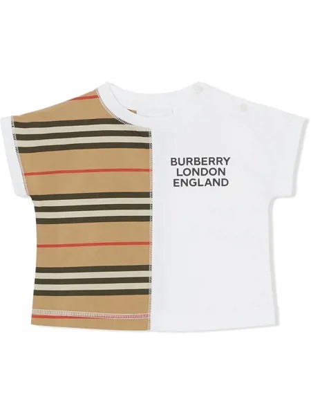 Burberry Kids футболка со вставками в полоску Icon Stripe