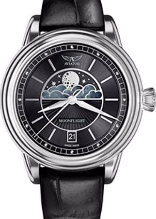 Швейцарские наручные  женские часы Aviator V.1.33.0.252.4. Коллекция Douglas MoonFlight