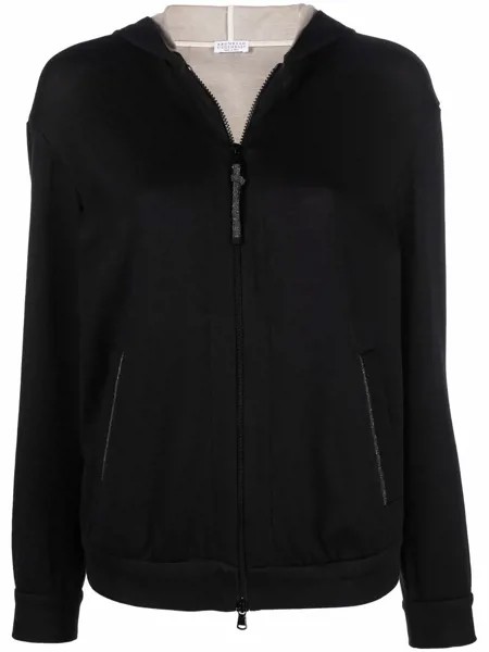 Brunello Cucinelli худи на молнии с декором Monili