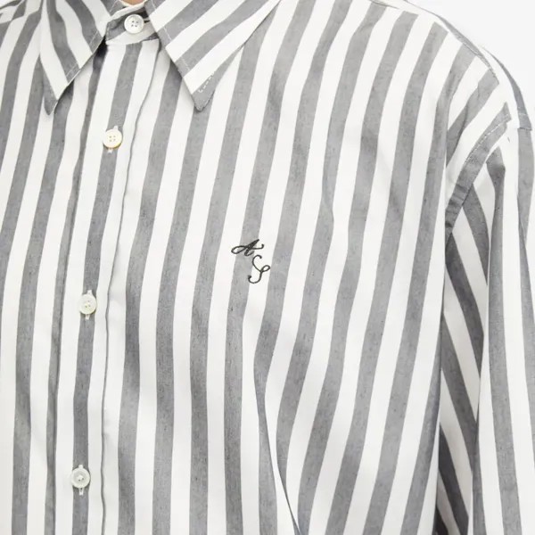 Acne Studios Sandrok Рубашка с коротким рукавом в матовую полоску, черный