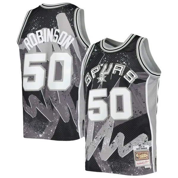 Мужская черная майка Mitchell & Ness David Robinson San Antonio Spurs Hardwood Classics 1998-99 Hyper Hoops Swingman