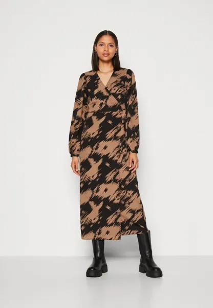 Летнее платье Vijulietta Midi Wrap Dress VILA, цвет black/beige