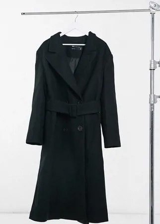 Черное пальто макси с поясом ASOS DESIGN Curve-Черный