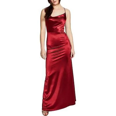 Женское красное атласное вечернее платье Teeze Me с воротником-хомутом для выпускного вечера для юниоров S BHFO 3883