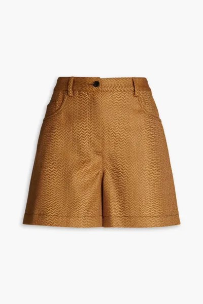 Шерстяные шорты с узором «елочка» Boutique Moschino, коричневый