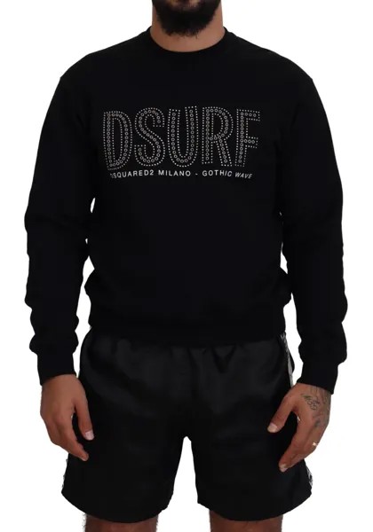 DSQUARED2 Свитер Черный хлопковый пуловер с длинными рукавами и принтом IT48/US38/M 750usd