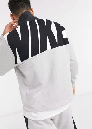 Серый с черным свитшот с короткой молнией Nike Hybrid