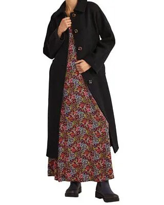 Женское длинное пальто из смесовой шерсти Boden с поясом и текстурой
