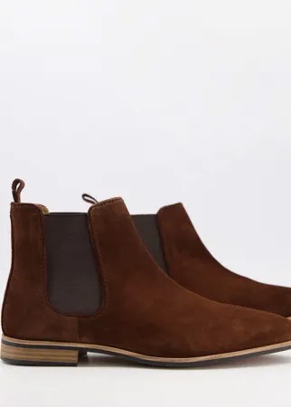 Коричневые замшевые ботинки челси Topman-Коричневый цвет