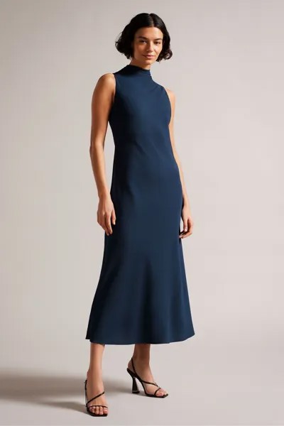 Платье-Комбинация миди без рукавов eleanar с воротником-хомутом Ted Baker, синий