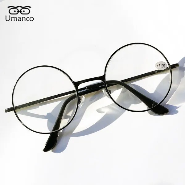 Ультралегкие винтажные круглые очки для чтения для мужчин Женщины Черное золото Металлическая рамка Elders Компьютер Пресбиопические очки +1.0 ~+4.0
