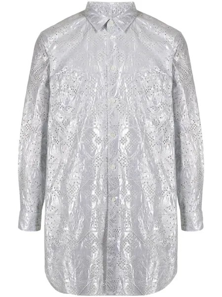 Comme Des Garçons длинная рубашка с перфорацией, серебристый